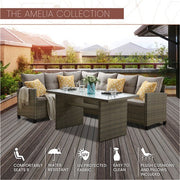 Mod Furniture - Amelia 3pc Set: Sectional Deep Seating Set with Chow Table - Grey-United Backyard