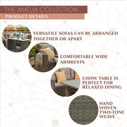 Mod Furniture - Amelia 3pc Set: Sectional Deep Seating Set with Chow Table - Grey-United Backyard