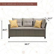 Mod Furniture - Amelia 3pc Set: Sectional Deep Seating Set with Chow Table - Grey-United Backyard