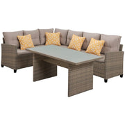 Mod Furniture - Amelia 3pc Set: Sectional Deep Seating Set with Chow Table - Grey-United Backyard