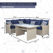 Mod Furniture - Amelia 3pc Set: Sectional Deep Seating Set with Chow Table - Navy-United Backyard