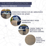 Mod Furniture - Amelia 3pc Set: Sectional Deep Seating Set with Chow Table - Navy-United Backyard