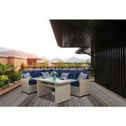 Mod Furniture - Amelia 3pc Set: Sectional Deep Seating Set with Chow Table - Navy-United Backyard