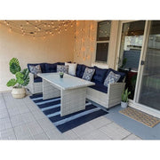 Mod Furniture - Amelia 3pc Set: Sectional Deep Seating Set with Chow Table - Navy-United Backyard