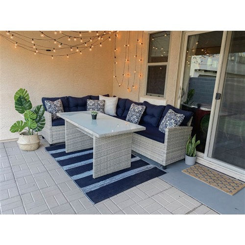Mod Furniture - Amelia 3pc Set: Sectional Deep Seating Set with Chow Table - Navy-United Backyard