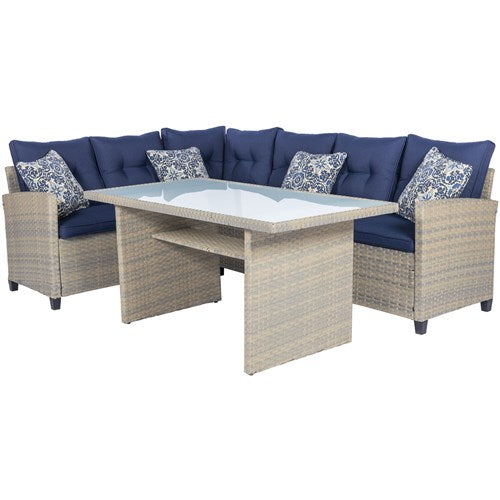 Mod Furniture - Amelia 3pc Set: Sectional Deep Seating Set with Chow Table - Navy-United Backyard