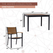 Mod Furniture - Asher 5pc Dining Set: 4 Faux Wood Aluminum Chairs and 43" Slat Table - Brown/Grey-United Backyard