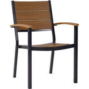 Mod Furniture - Asher 5pc Dining Set: 4 Faux Wood Aluminum Chairs and 43" Slat Table - Brown/Grey-United Backyard