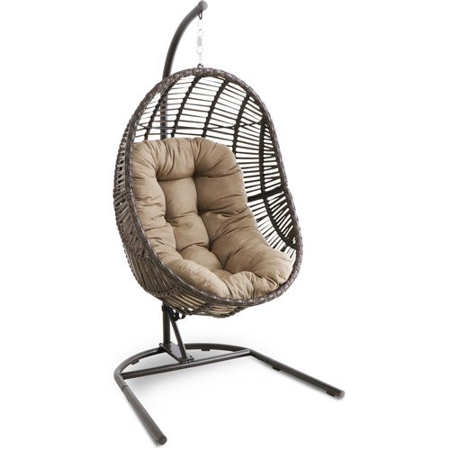 Mod Furniture - Avery Steel/Wicker Rattan Hanging Egg Chair - Brown-United Backyard