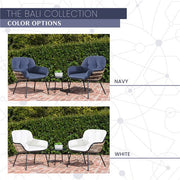 Mod Furniture - Bali 3pc Seating Set: 2 Steel Side Chairs, Accent Table - Steel/White-United Backyard
