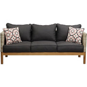 Mod Furniture - Blake 4pc Set: 2 Side Bucket Chairs, Sofa, and Faux Wood Coffee Table - Black/Faux Wood-United Backyard