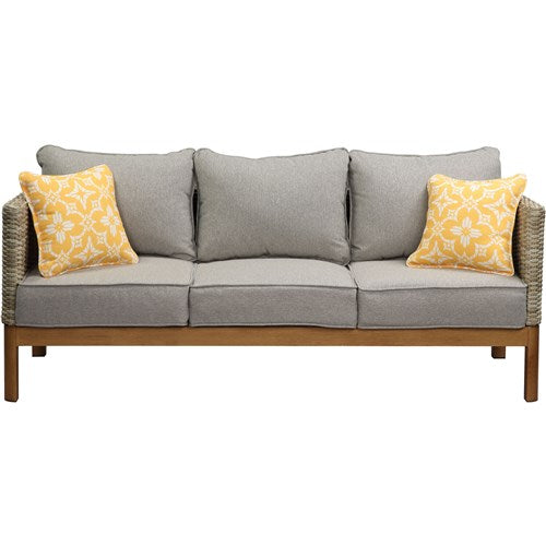 Mod Furniture - Blake 4pc Set: 2 Side Bucket Chairs, Sofa, and Faux Wood Coffee Table - Grey/Faux Wood-United Backyard