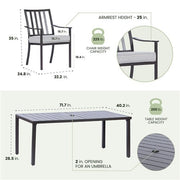 Mod Furniture - Carter 7pc Dining: 7 Slat Alum Chairs and Slat Top Table - Brown/Grey-United Backyard