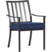 Mod Furniture - Carter 7pc Dining: 7 Slat Alum Chairs and Slat Top Table - Brown/Navy-United Backyard