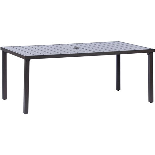 Mod Furniture - Carter 7pc Dining: 7 Slat Alum Chairs and Slat Top Table - Brown/Navy-United Backyard