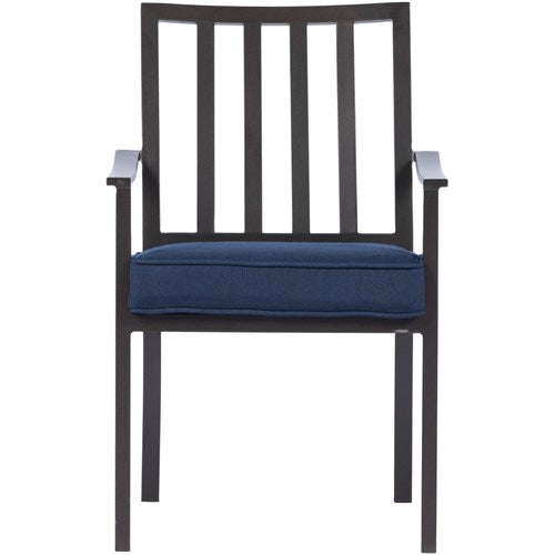 Mod Furniture - Carter 7pc Dining: 7 Slat Alum Chairs and Slat Top Table - Brown/Navy-United Backyard