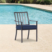 Mod Furniture - Carter 7pc Dining: 7 Slat Alum Chairs and Slat Top Table - Brown/Navy-United Backyard