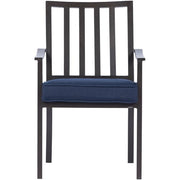 Mod Furniture - Carter 7pc Dining: 7 Slat Alum Chairs and Slat Top Table - Brown/Navy-United Backyard