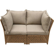 Mod Furniture - Emma 5pc Seating Set: 2 Corners, 2 Armless Chairs, Ottoman - Tan/Grey-United Backyard