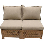 Mod Furniture - Emma 5pc Seating Set: 2 Corners, 2 Armless Chairs, Ottoman - Tan/Grey-United Backyard
