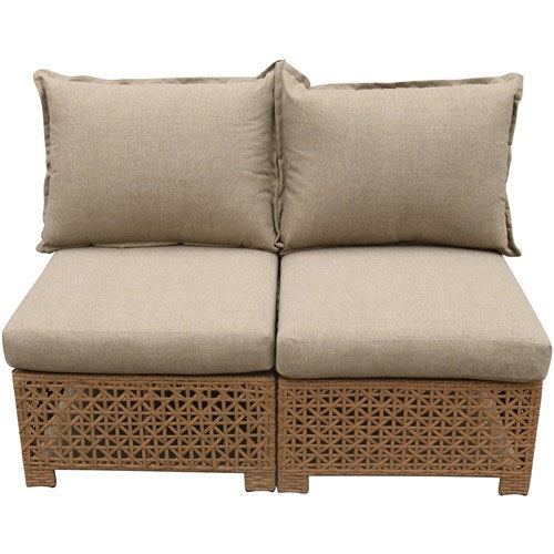 Mod Furniture - Emma 5pc Seating Set: 2 Corners, 2 Armless Chairs, Ottoman - Tan/Grey-United Backyard