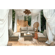 Mod Furniture - Emma 5pc Seating Set: 2 Corners, 2 Armless Chairs, Ottoman - Tan/Grey-United Backyard