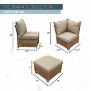 Mod Furniture - Emma 5pc Seating Set: 2 Corners, 2 Armless Chairs, Ottoman - Tan/Grey-United Backyard