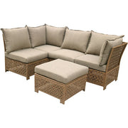 Mod Furniture - Emma 5pc Seating Set: 2 Corners, 2 Armless Chairs, Ottoman - Tan/Grey-United Backyard