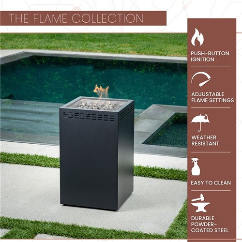 Mod Furniture - Flame Steel Gas Fire Pit with Lava Rocks - Steel/Grey-United Backyard