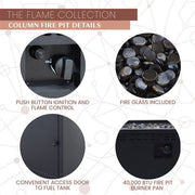 Mod Furniture - Flame Steel Gas Fire Pit with Lava Rocks - Steel/Grey-United Backyard