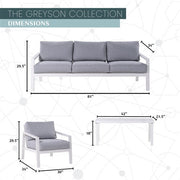 Mod Furniture - Greyson 4pc Seating Set: 2 Cushioned Side Chairs, Sofa, Slat Coffee Table - Grey/White-United Backyard