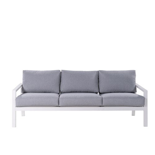 Mod Furniture - Greyson 4pc Seating Set: 2 Cushioned Side Chairs, Sofa, Slat Coffee Table - Grey/White-United Backyard