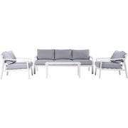 Mod Furniture - Greyson 4pc Seating Set: 2 Cushioned Side Chairs, Sofa, Slat Coffee Table - Grey/White-United Backyard