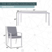 Mod Furniture - Greyson 7pc Dining Set: 6 Cushioned Aluminum Chairs and 70"x40" Slat Table - Grey/White-United Backyard