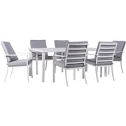 Mod Furniture - Greyson 7pc Dining Set: 6 Cushioned Aluminum Chairs and 70"x40" Slat Table - Grey/White-United Backyard