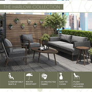 Mod Furniture - Harlow 5pc Seating Set: 2 Arm Chairs, Sofa, Coffee Table, Side Table - Grey/Brown-United Backyard