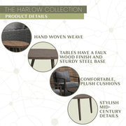 Mod Furniture - Harlow 5pc Seating Set: 2 Arm Chairs, Sofa, Coffee Table, Side Table - Grey/Brown-United Backyard