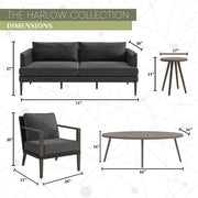 Mod Furniture - Harlow 5pc Seating Set: 2 Arm Chairs, Sofa, Coffee Table, Side Table - Grey/Brown-United Backyard