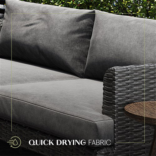 Mod Furniture - Harlow 5pc Seating Set: 2 Arm Chairs, Sofa, Coffee Table, Side Table - Grey/Brown-United Backyard