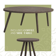 Mod Furniture - Harlow 5pc Seating Set: 2 Arm Chairs, Sofa, Coffee Table, Side Table - Grey/Brown-United Backyard