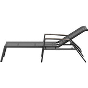 Mod Furniture - Jace Aluminum Sling Chaise Lounge with Faux Wood Arm Accents - Grey/Brown-United Backyard
