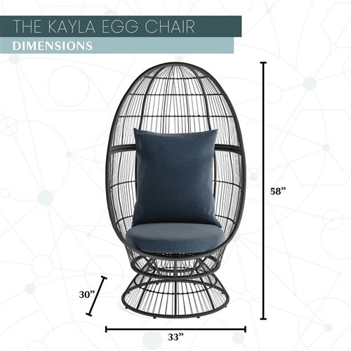 Mod Furniture - Kayla Steel Stationary Egg Chair with Cushion - Grey-United Backyard