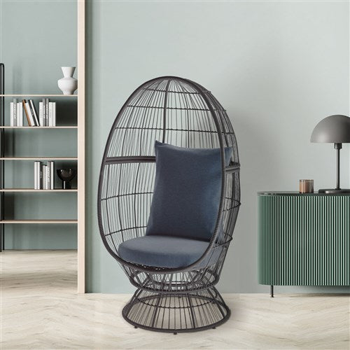 Mod Furniture - Kayla Steel Stationary Egg Chair with Cushion - Grey-United Backyard