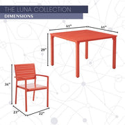 Mod Furniture - Luna 5pc: 4 Slat Dining Chairs, 41" Slat Table - Coral-United Backyard