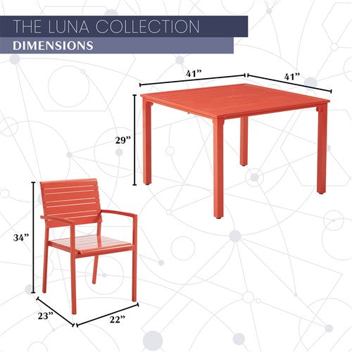 Mod Furniture - Luna 5pc: 4 Slat Dining Chairs, 41" Slat Table - Coral-United Backyard
