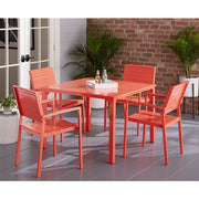 Mod Furniture - Luna 5pc: 4 Slat Dining Chairs, 41" Slat Table - Coral-United Backyard