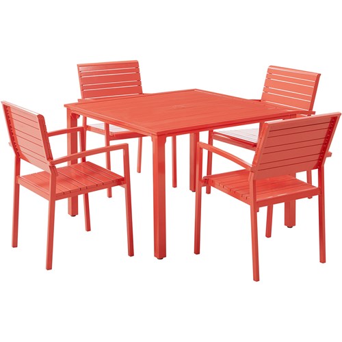 Mod Furniture - Luna 5pc: 4 Slat Dining Chairs, 41" Slat Table - Coral-United Backyard