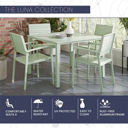 Mod Furniture - Luna 5pc: 4 Slat Dining Chairs, 41" Slat Table - Mint-United Backyard