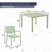 Mod Furniture - Luna 5pc: 4 Slat Dining Chairs, 41" Slat Table - Mint-United Backyard