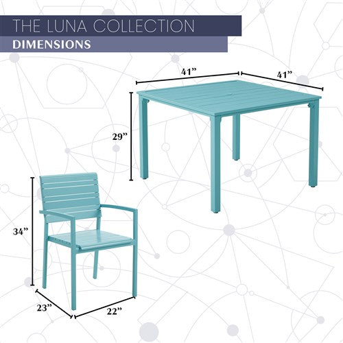 Mod Furniture - Luna 5pc: 4 Slat Dining Chairs, 41" Slat Table - Teal-United Backyard